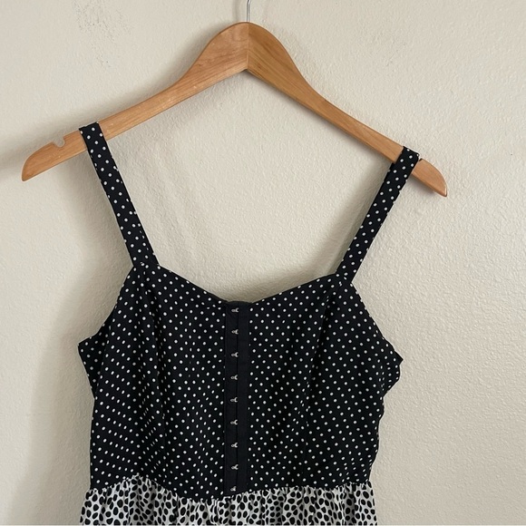 NWOT Lottie & Holly Polka Dot Mini Dress Black and Cream Size Medium - Picture 2 of 9